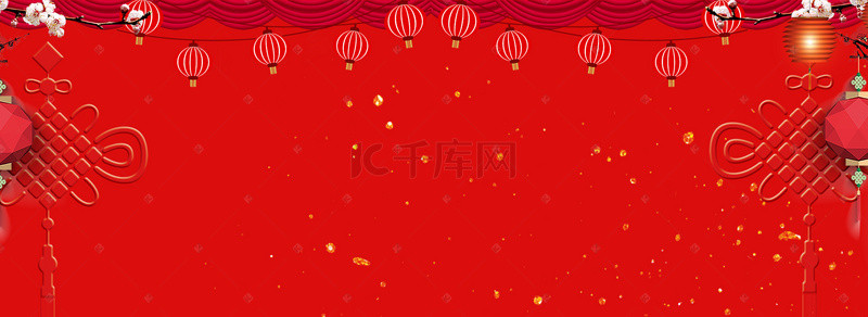 猪年中国结背景图片_红色喜庆猪年海报