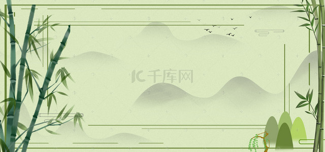 文艺电商背景图片_绿色竹子清新电商促销banner