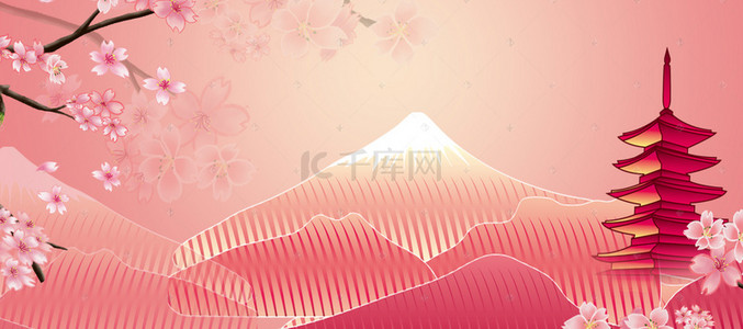 日本旅游樱花季banner背景