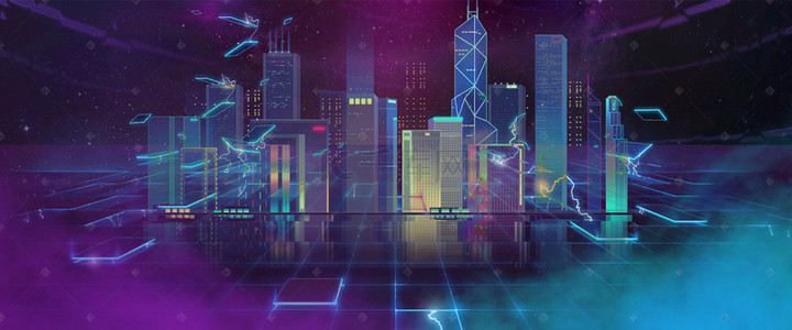 科技炫酷大图背景图片_未来科技城市合成图