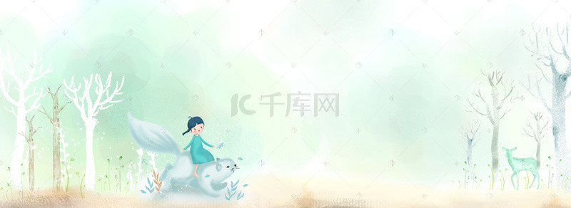 美环境背景图片_清新森林绿色banner