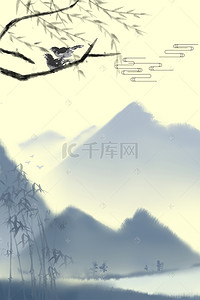 中国风水背景图片_中国风水墨画传统节日平面广告