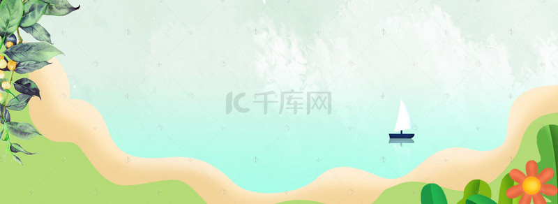 河流banner背景图片_小清新春夏风景背景