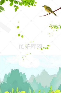 绿色场景手绘背景图片_2018年绿色清新手绘鸟世界湿地日海报