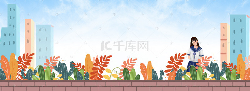 立秋学校学生手绘banner