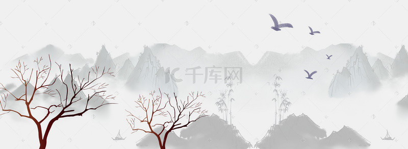 中国风山云背景背景图片_淘宝中国风青色海报背景