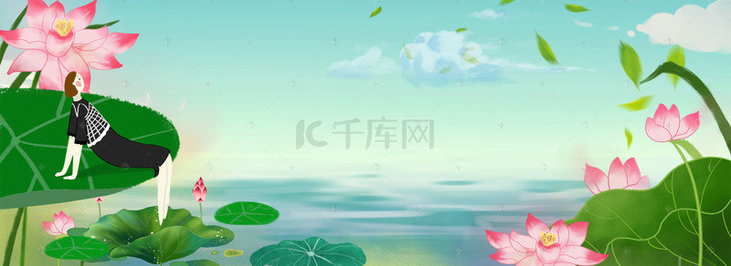 简约立夏二十四节气创意合成背景