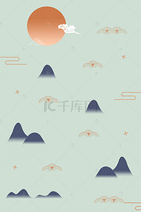 云纹山纹背景图片_韩国传统经典图案背景浅绿色底纹