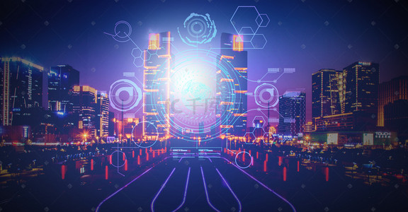 城市商务科技未来背景图片_简约城市商务科技智能电子商业背景