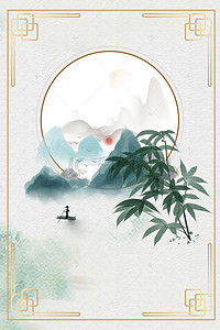 中国风山水工笔画背景图片