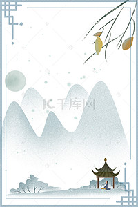 背景纸质边框背景图片_中国风建筑楼台背景素材