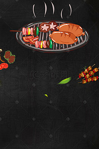 美食海报烧烤背景图片_烧烤牛肉串撸串夜生活H5背景素材