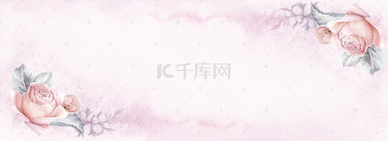 梦幻手绘粉色背景图片_手绘花背景banner