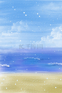 蓝天白云沙滩海边风景图