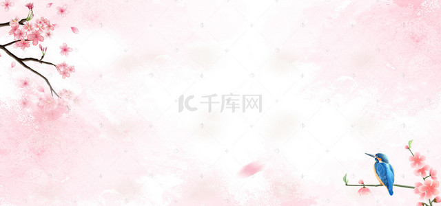 桃花节文艺小清新简约白色banner