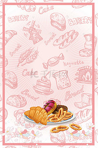 美食甜甜圈背景图片_烘焙面包美食海报