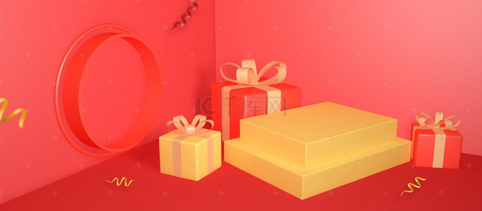 立体礼物盒背景图片_礼物盒促销展示背景