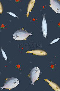 创意简约小鱼底纹装饰海报背景