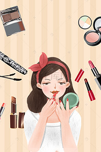 化妆手绘背景图片_矢量化妆美容培训海报背景图