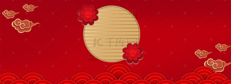 喜迎新春晚会背景背景图片_新春中国风红色电商海报背景