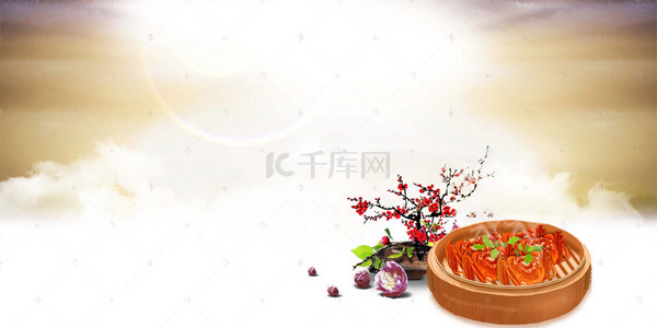 清新美食俯视图电商banner