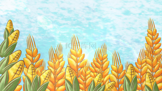 玉米酥饼背景图片_手绘卡通丰收稻谷