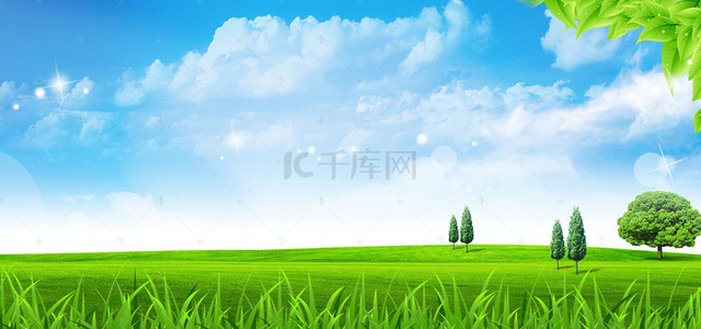 环保素材背景图片_蓝天白云环保海报