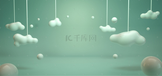 2019简约背景图片_C4D简约云朵立体产品宣传背景