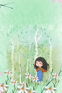 女孩花卉背景图片
