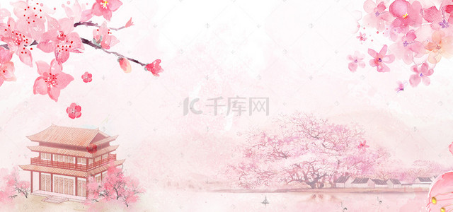 粉色春天素材背景图片_中国风的桃花背景素材