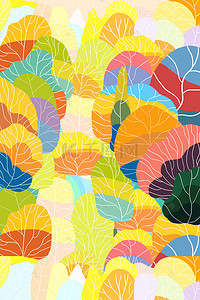 创意彩色叶子背景图片_手绘创意彩色叶子海报背景