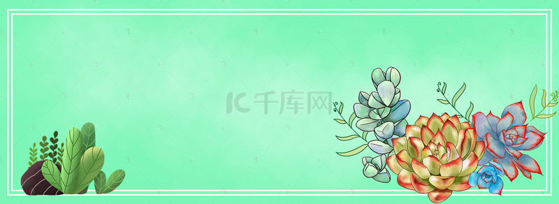 电装背景图片_植物家装多肉促销banner