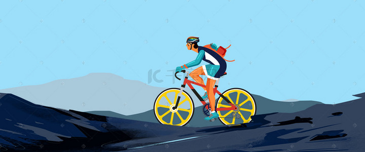 低碳环保绿色背景图片_山地自行车户外运动PSD素材