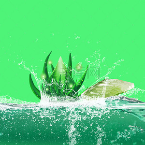 水展板背景图片_绿色芦荟海报背景