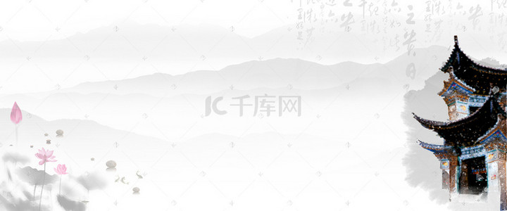 书法艺术背景背景图片_中国风书法楼宇褐色背景素材
