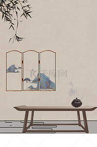 新中式中式复古背景图片_复古中国风中式庭院PSD分层
