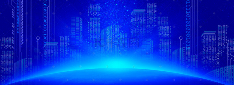 蓝色科技地球城市背景