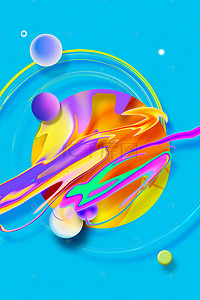 扁平几何流体抽象背景图片_扁平几何流体抽象蓝色渐变个性背景海报