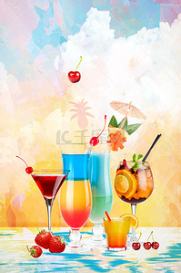 水果饮品背景背景图片_冷饮酒水水果汁背景