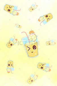 手绘柠檬汁背景图片_卡通底纹手绘柠檬汁背景