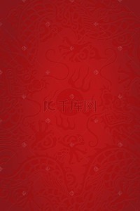 中国底纹红色背景图片_暗色底纹中国风双龙戏珠海报