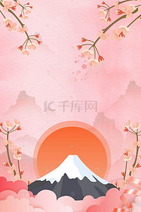 雪山背景海报背景图片_日风富士山背景海报