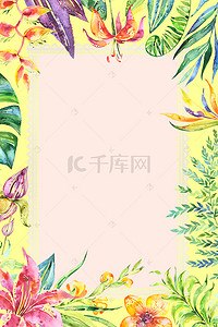 文艺水彩植物背景图片_水彩手绘植物花卉蕾丝边框