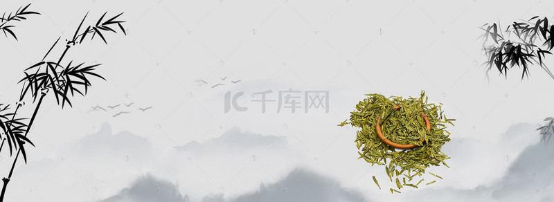 浅色清新文艺中国风茶叶banner背景