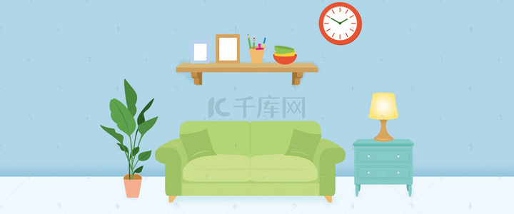 小图卡通背景图片_矢量图蓝色小清新卡通banner