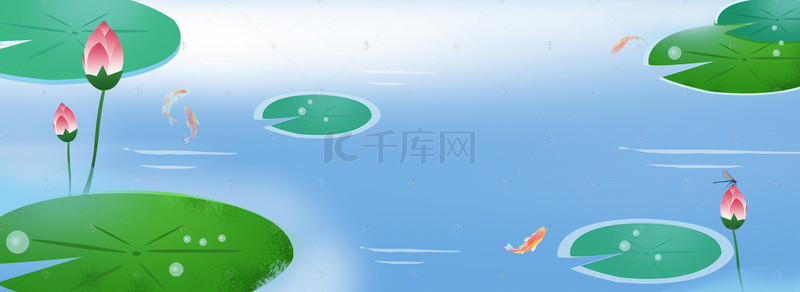 立夏二十四节气荷花海报banner背景