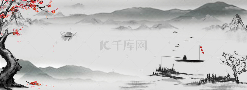 中国风江南海报背景图片_江南烟雨海报banner背景