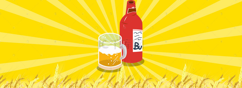 简约啤酒海报背景图片_休闲娱乐卡通手绘海报背景