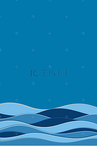蓝色波浪素材背景图片_矢量蓝色插画大海背景