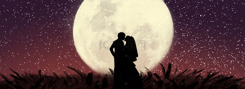 国际亲吻背景图片_国际接吻日月光浪漫banner海报
